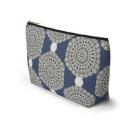 Lace Hexagon Accessory Pouch w T-bottom in Navy
